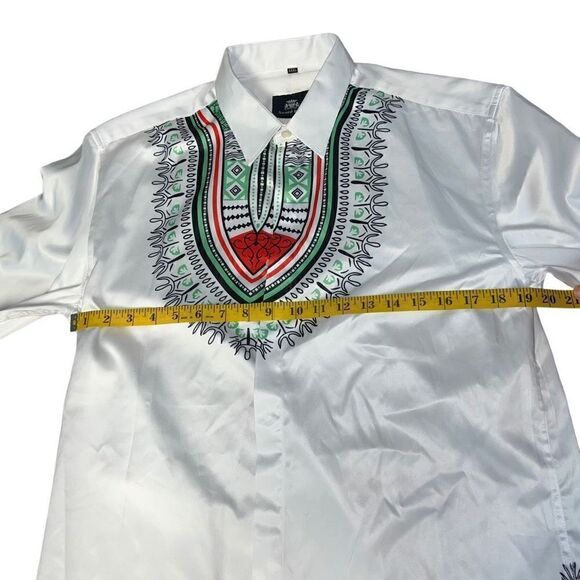 NWOT SWORD KING White Patterned Long Sleeve Button Up Shirt Size XXXL (XL) - Picture 10 of 10